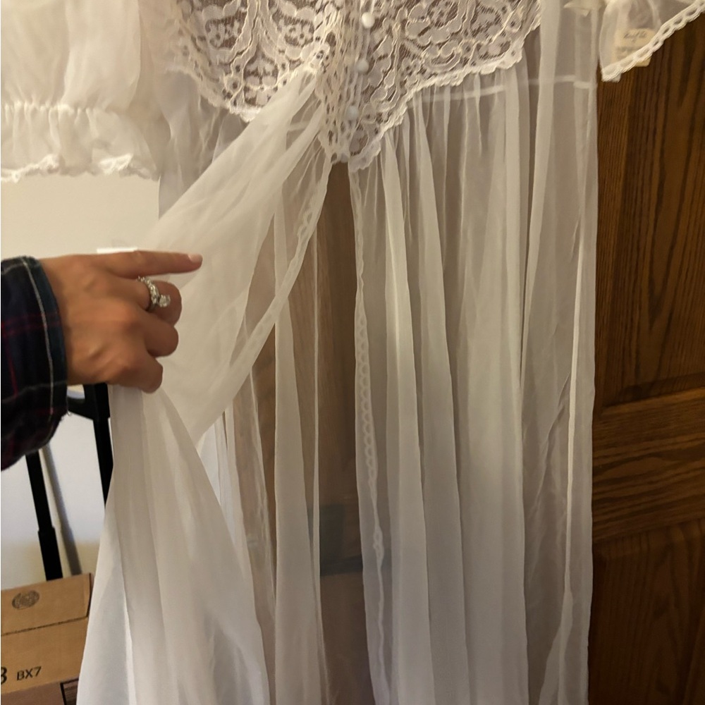 Vintage 60s 70s Val Mode Lingerie Nightgown Coverup NWT size 10 Made in USA - Picture 7 of 8